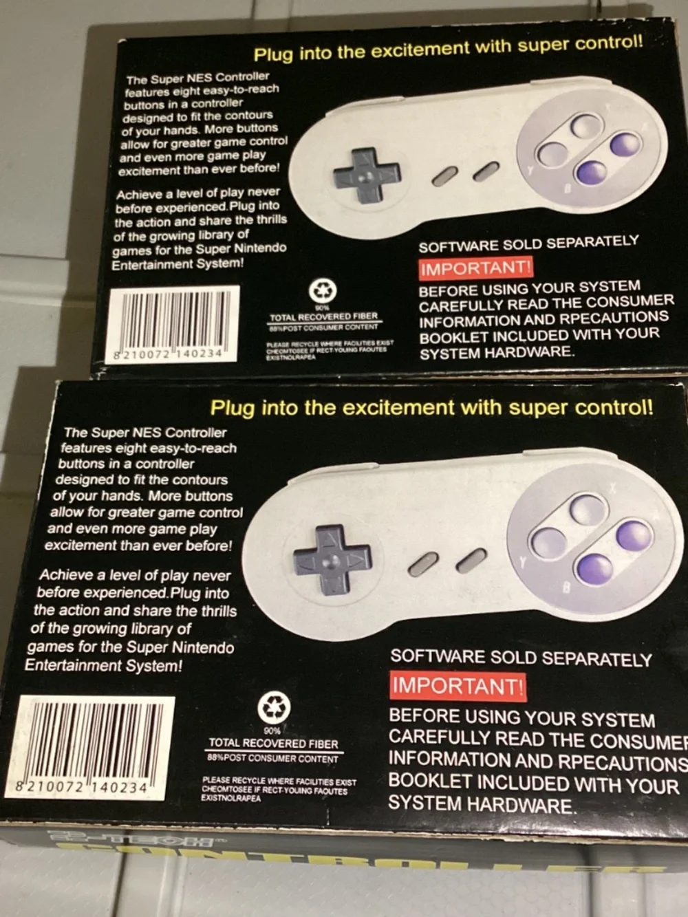 1 2-TECH SUPER NINTENDO SNES CONTROLLER IN BOX Never Used